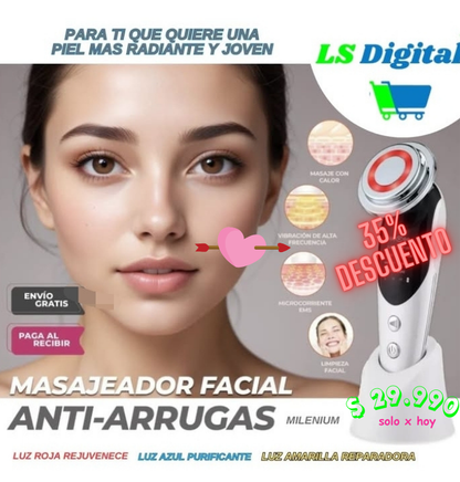 Masajeador facial con frío y calor antiarrugas